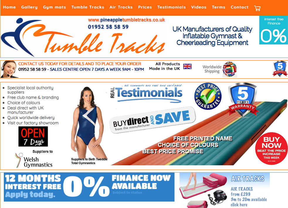 Pineapple Tumble Tracks home page