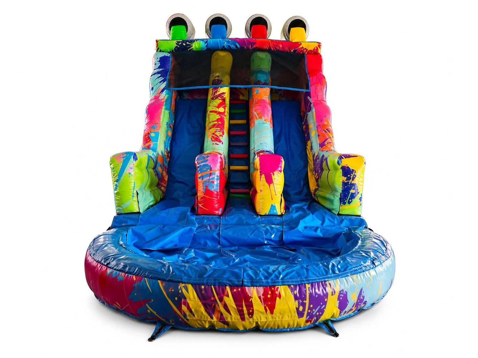 Thumbnail 1 — BS2011 10ft Platform 3D Colour Splash Twin Lane Water Slide - Inflatable Slide for Sale