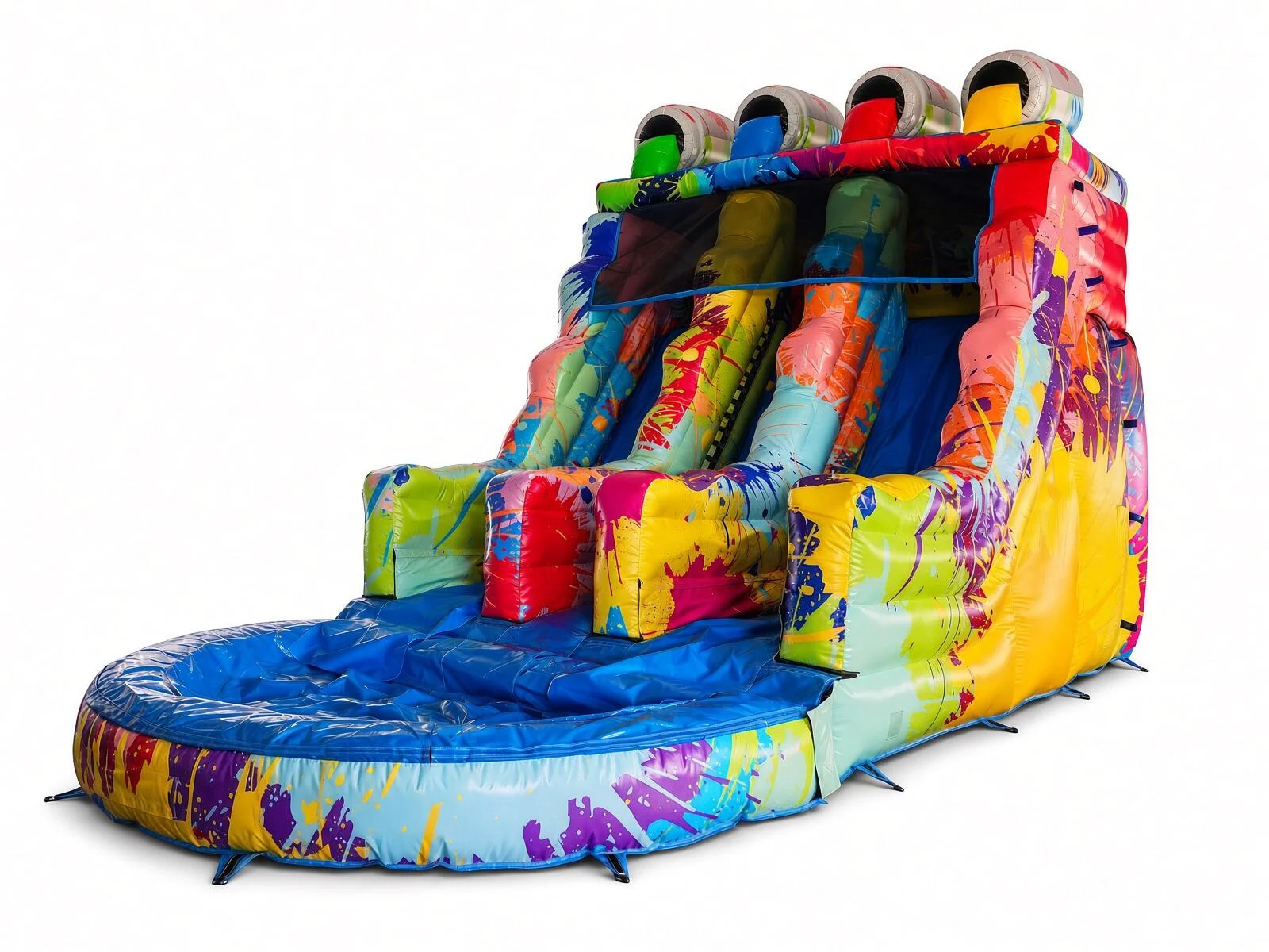 Thumbnail 2 — BS2011 10ft Platform 3D Colour Splash Twin Lane Water Slide - Inflatable Slide for Sale