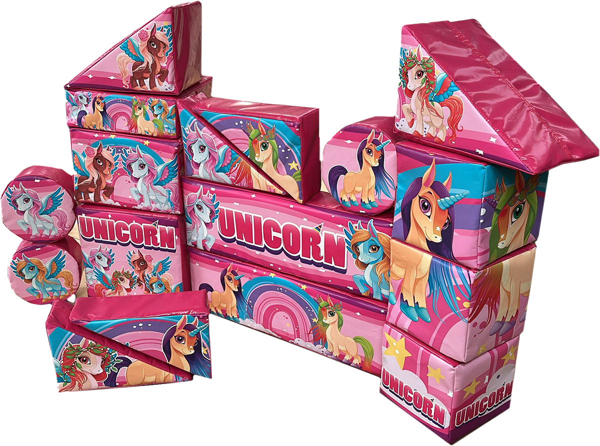 NEWSP112 Unicorn 17 piece soft play - New Design for Sale
