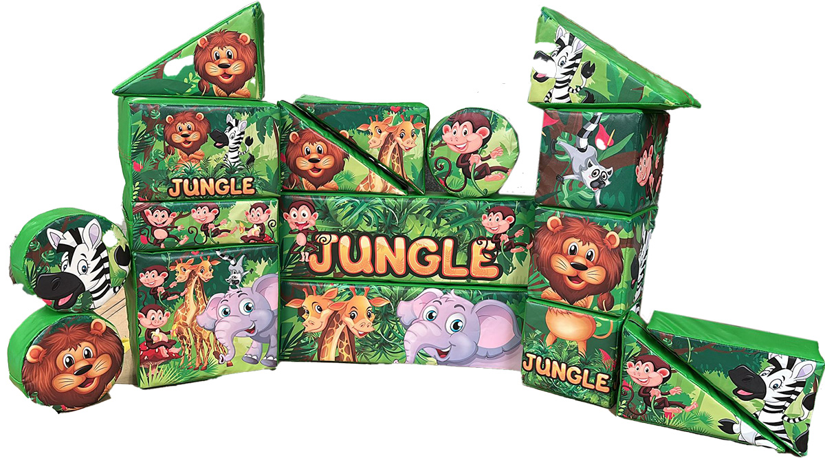 NEWSP114 Jungle 17 piece soft play - New Design for Sale
